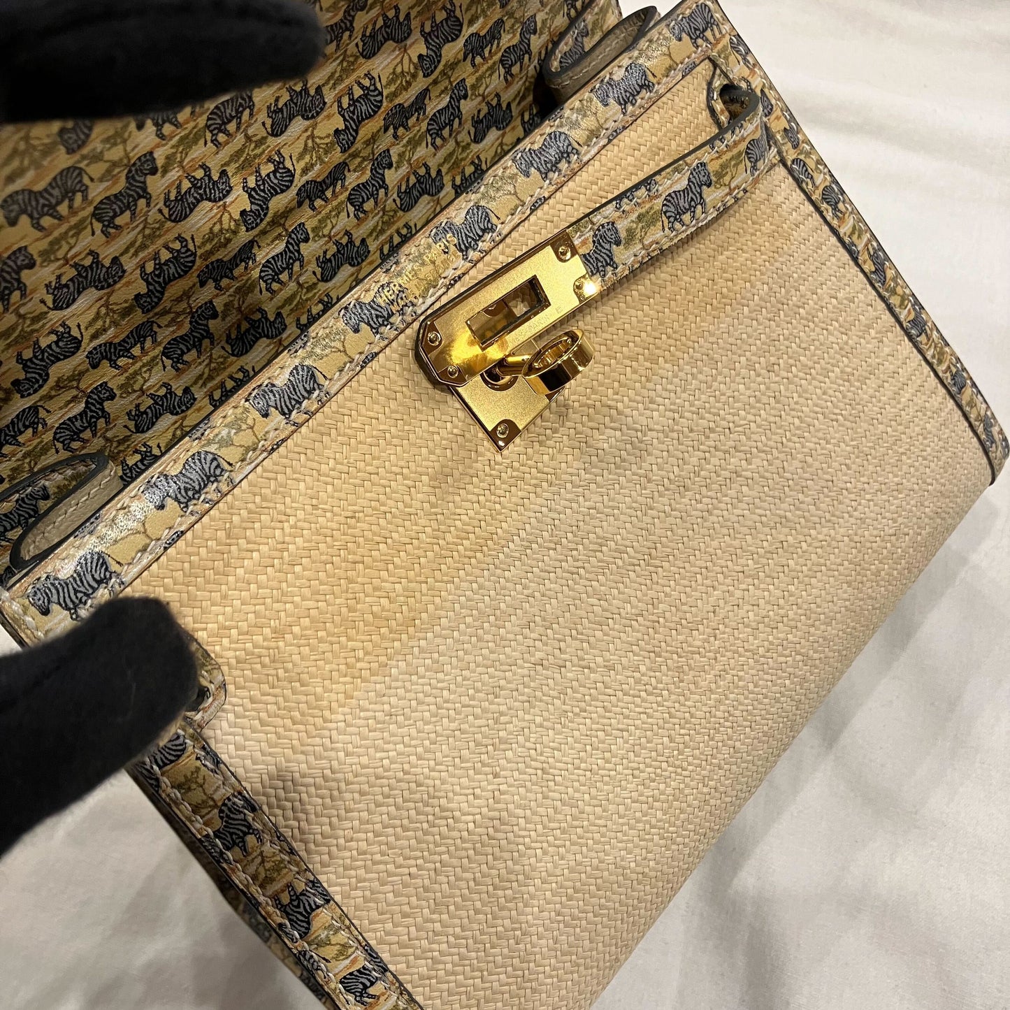 Hermes * 1985 Straw Zebra Mini Kelly 20