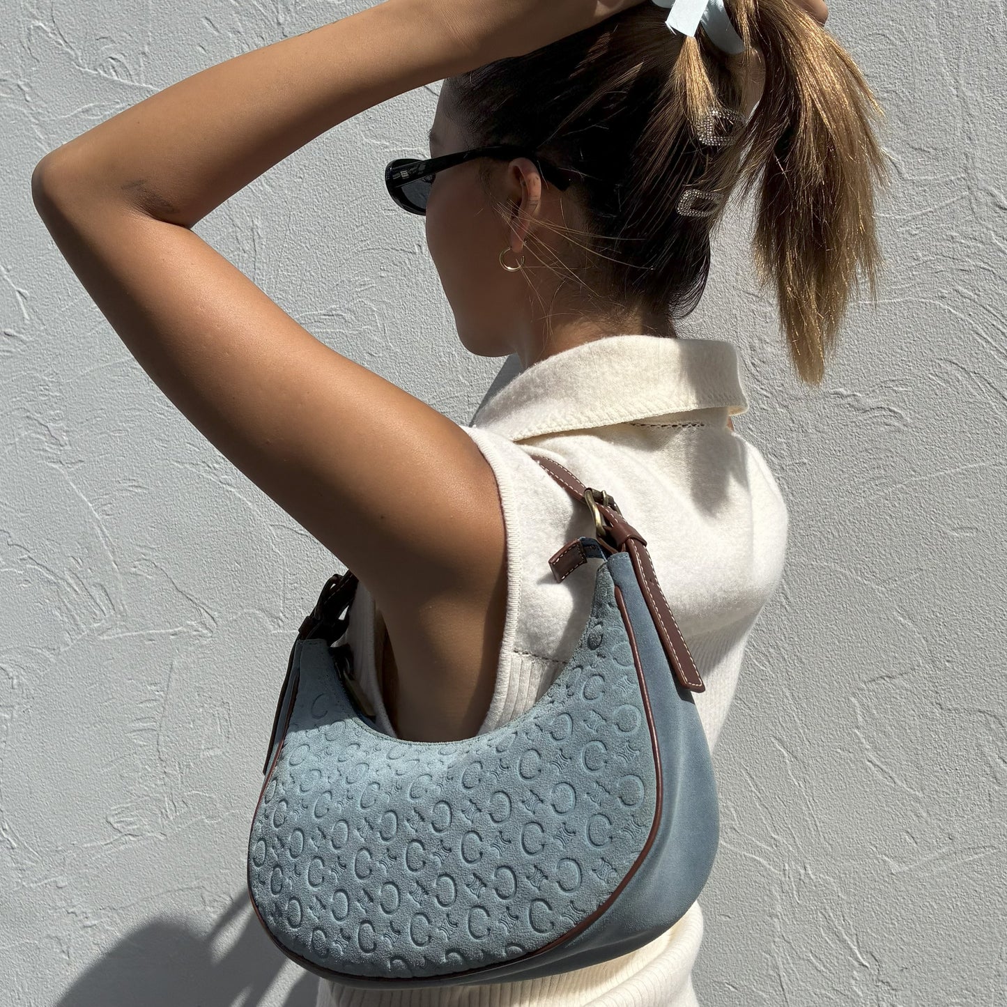Celine Suede C Macadam Hobo Bag