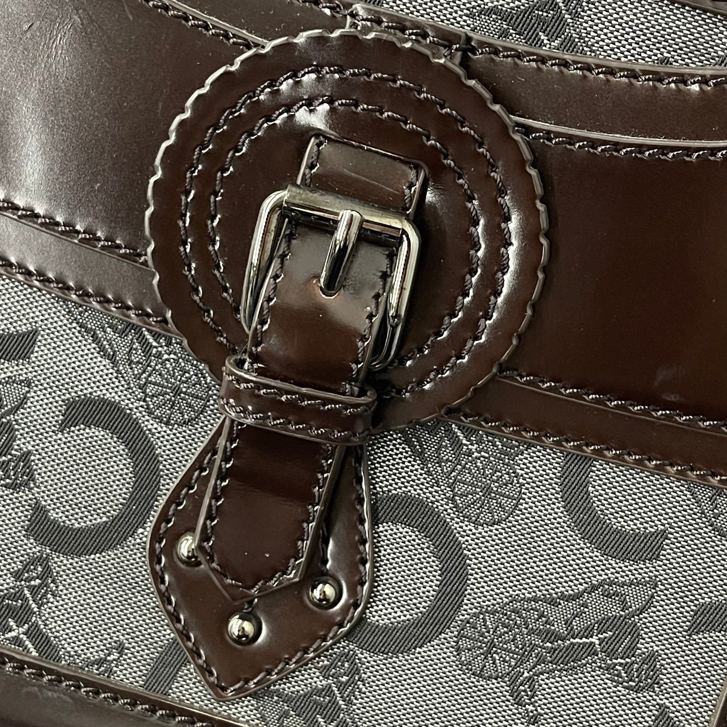 Celine Brown Black C Macadam Boogie Bag Handbag
