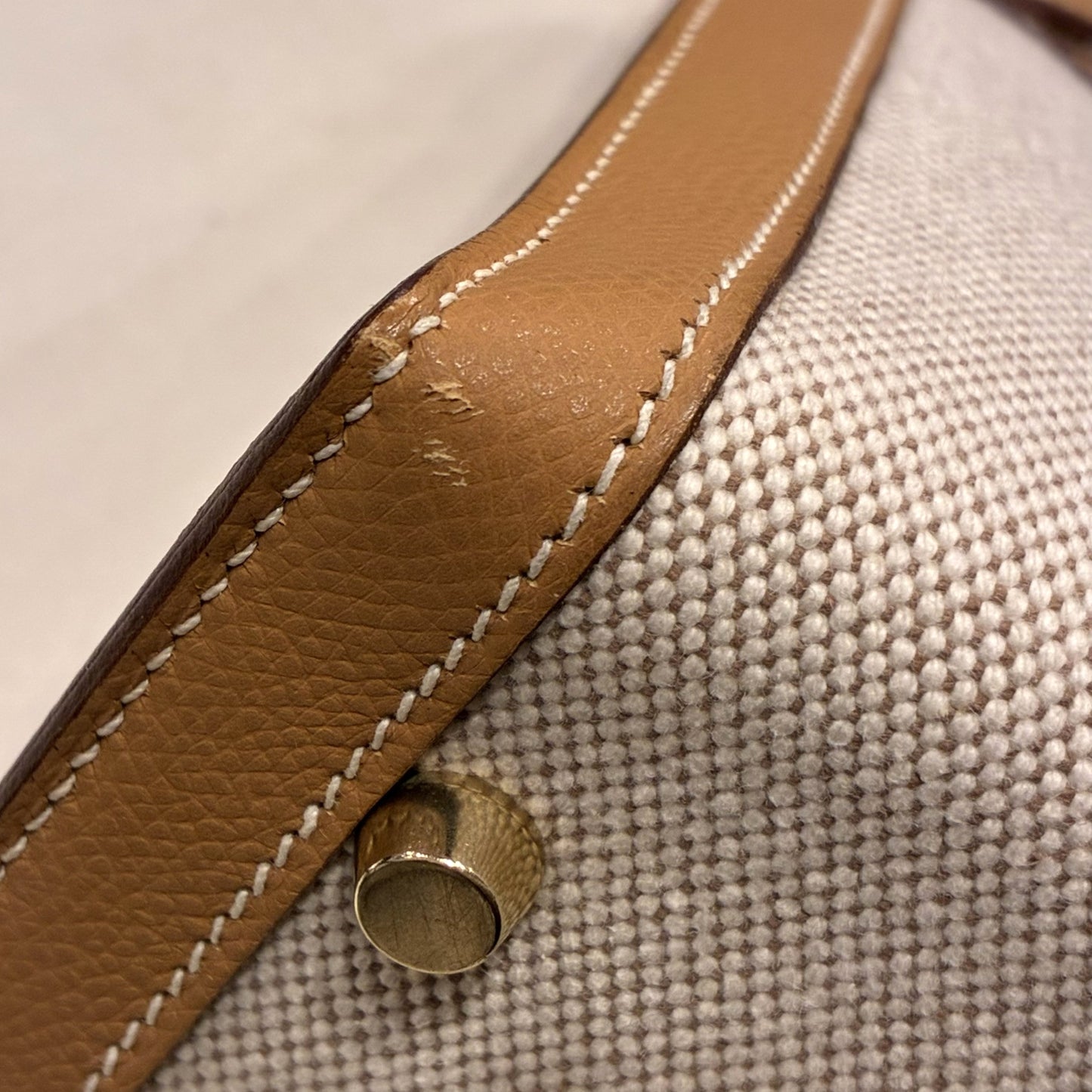 Hermes Natural Toile H Epsom Kelly 32 Sellier 2way Shoulder Handbag