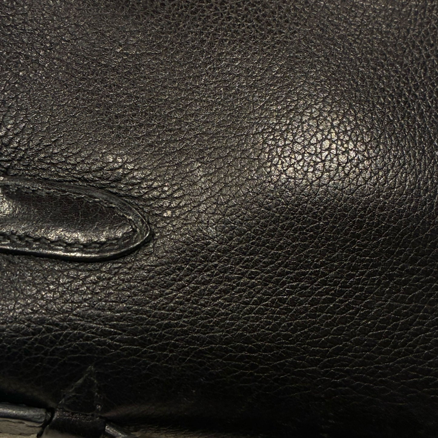 Hermes Black Evergrain Kelly Pochette Handbag