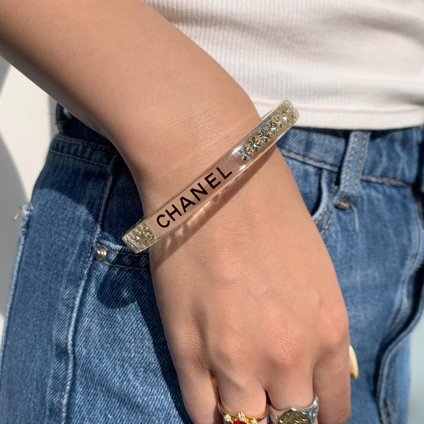 Chanel Bangle Rhinestone Clear 05P