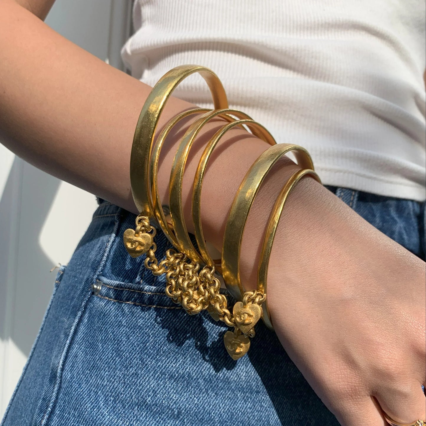 Chanel 1995 Heart Bangle Gold 95P