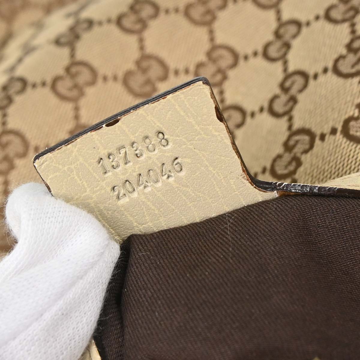 Gucci Beige Canvas GG Horsebit Shoulder Bag