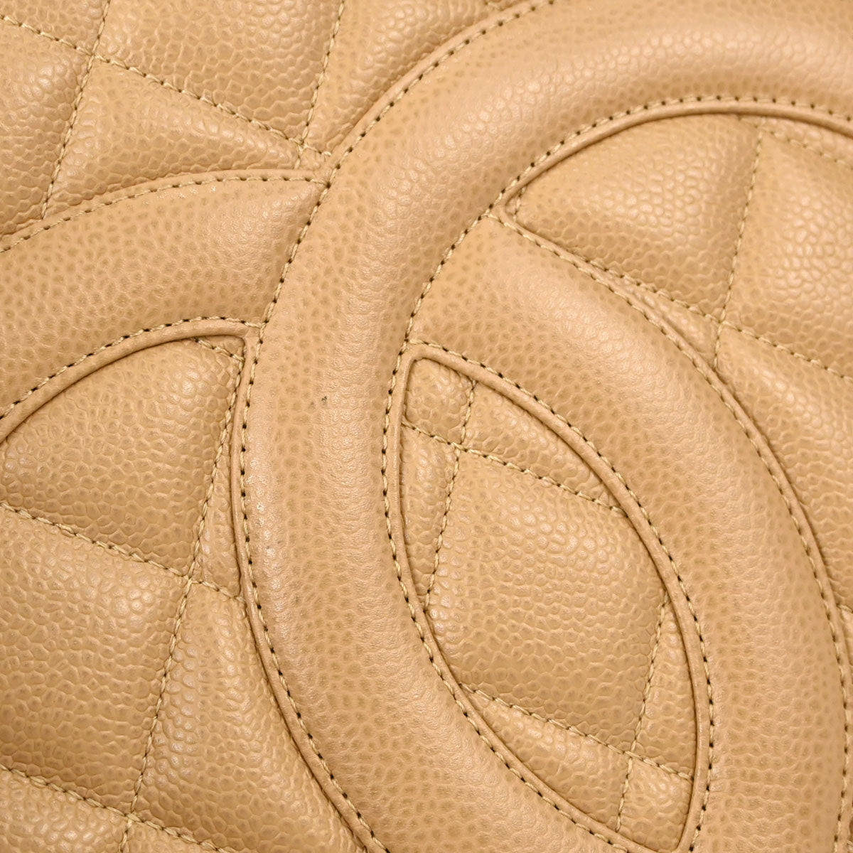 Chanel Beige Caviar Skin Medallion Tote Handbag