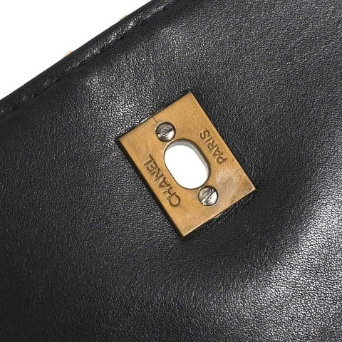 Chanel Black Calfskin Wild Stitch Straight Flap Shoulder Bag