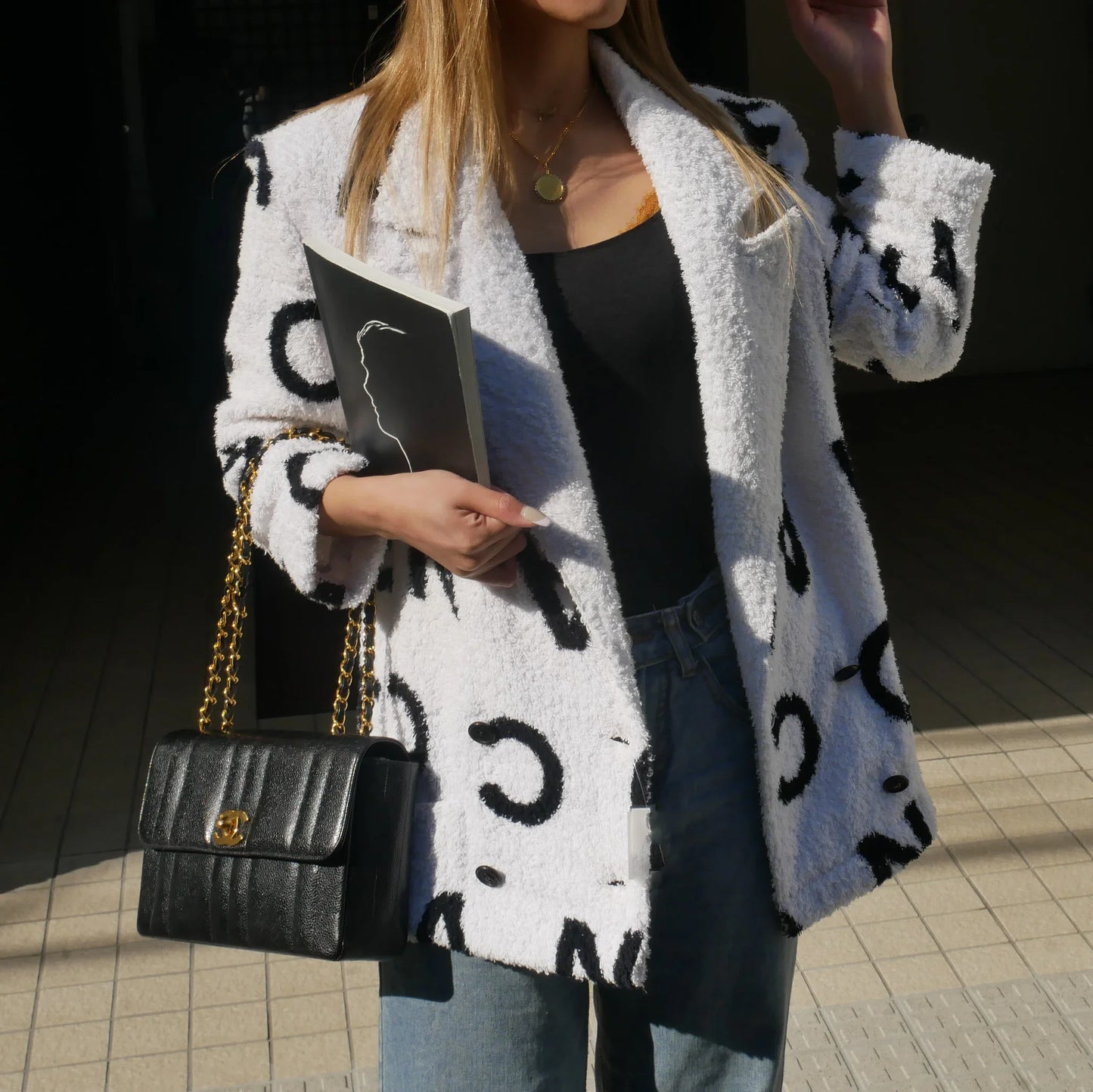 Chanel * Cruise 1993 Terry Cloth Double Breasted Jacket White