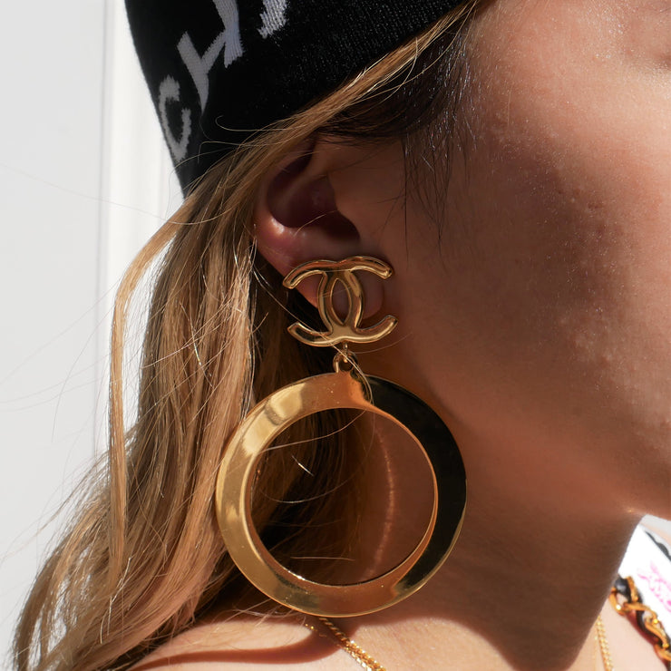 CHANEL CC Hoop Earrings Gold