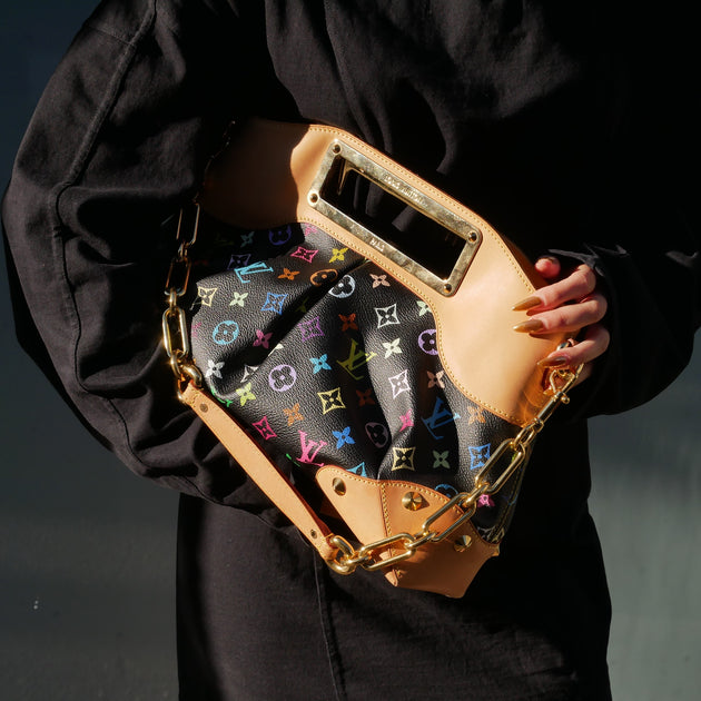 Louis Vuitton LV Monogram Judy PM M40258 Multicolor Black Handbag Bag - GOOD
