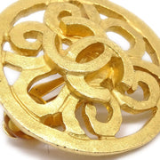 Chanel 1995 Fretwork Paisley Round Earrings Clip-On Gold