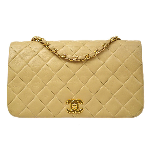 Chanel Vintage Chanel Beige Classic Flap Quilted Lambskin Leather