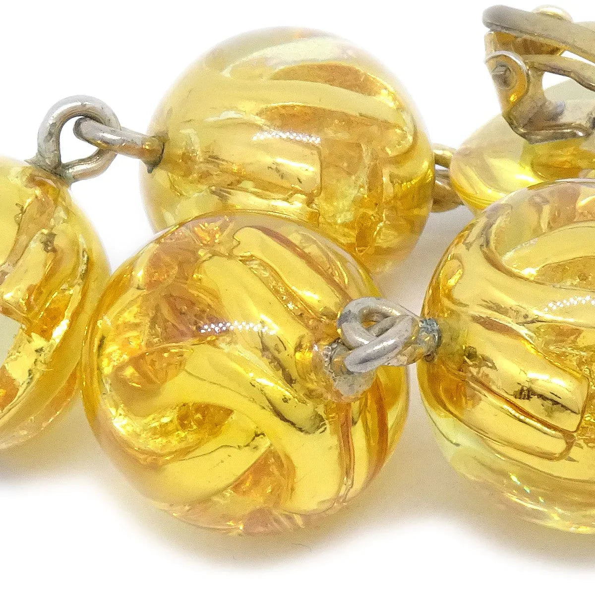 Chanel 1990 Clear Ball Earrings Clip-On