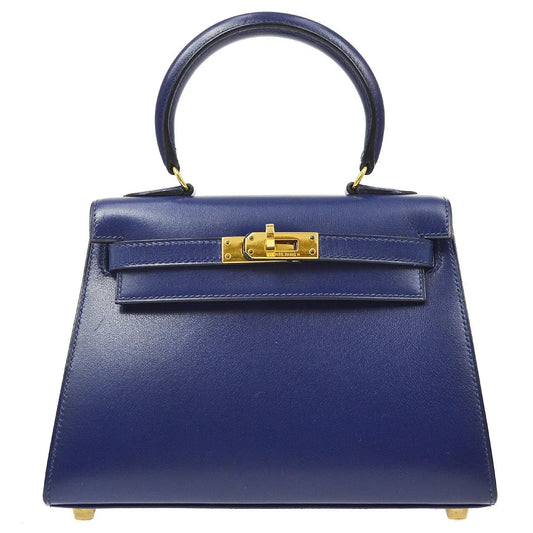 Hermes 1995 Blue Box Calf Mini Kelly 20
