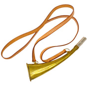 HERMES Whistle Pendant Necklace Brown Gold