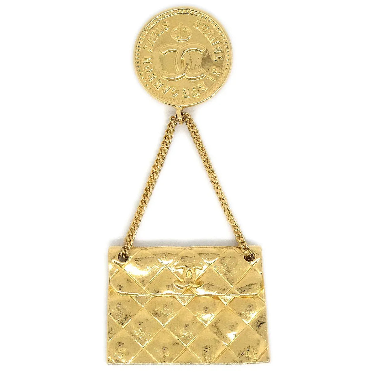 CHANEL 1990 Bag Brooch Gold 25