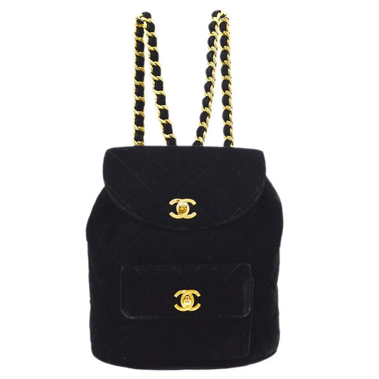 CHANEL * 1990s Black Velvet DUMA Backpack Large