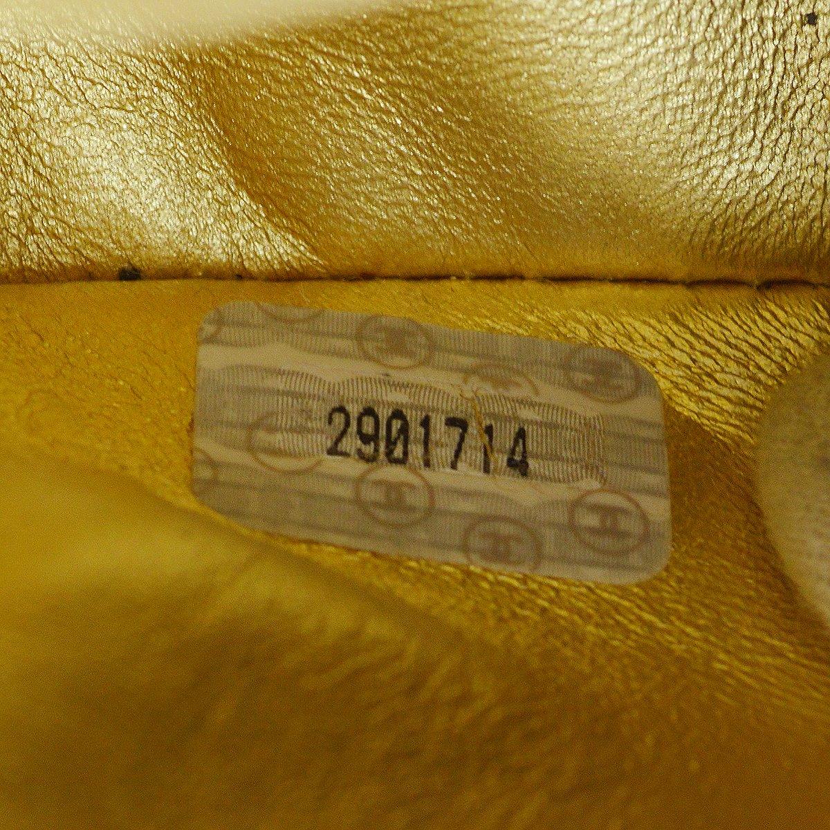 Chanel 1994 Gold Lambskin Micro Classic Flap Handbag