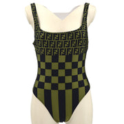 FENDI Zucca Pattern Swimwear Swimsuit Black Khaki #42