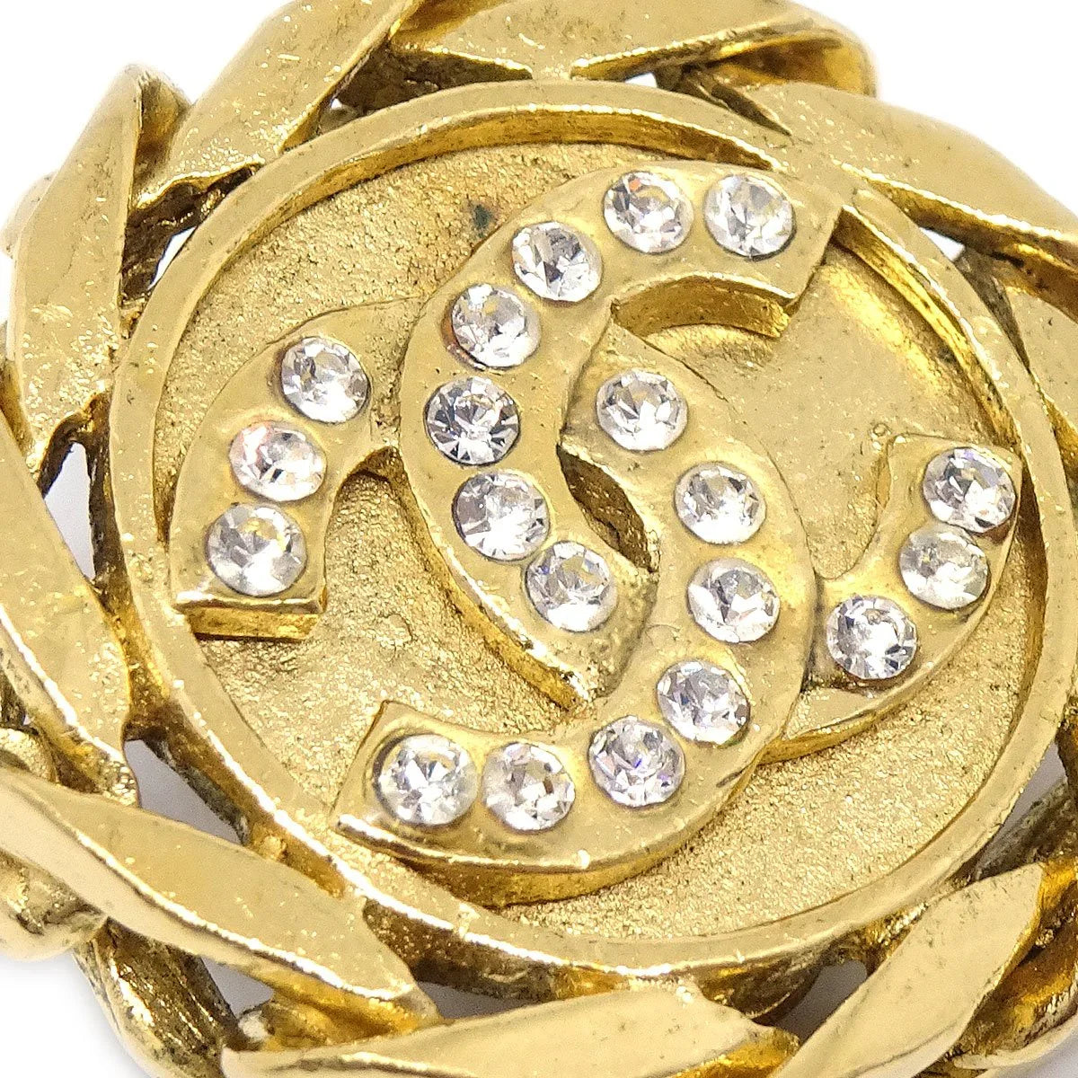 Chanel 1988 Crystal & Gold CC Earrings 23