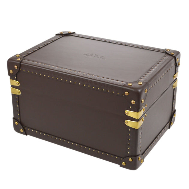 LOUIS VUITTON JEWELRY BOX WATCH CASE TRUNK 1144794 LEATHER BROWN FRANCE  72678