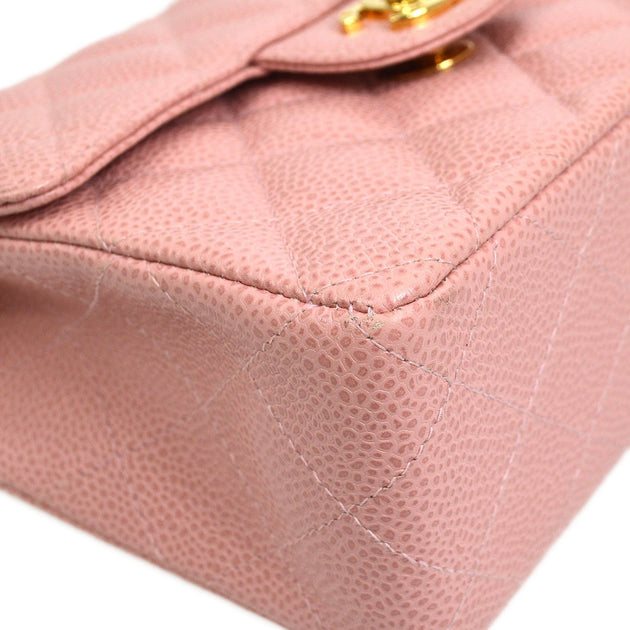 Chanel Pink Caviar Skin Mini Classic Square Flap Bag 17 8666758
