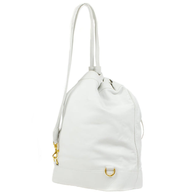CHANEL 1991-1994 White Lambskin Studded Drawstring Bag – AMORE