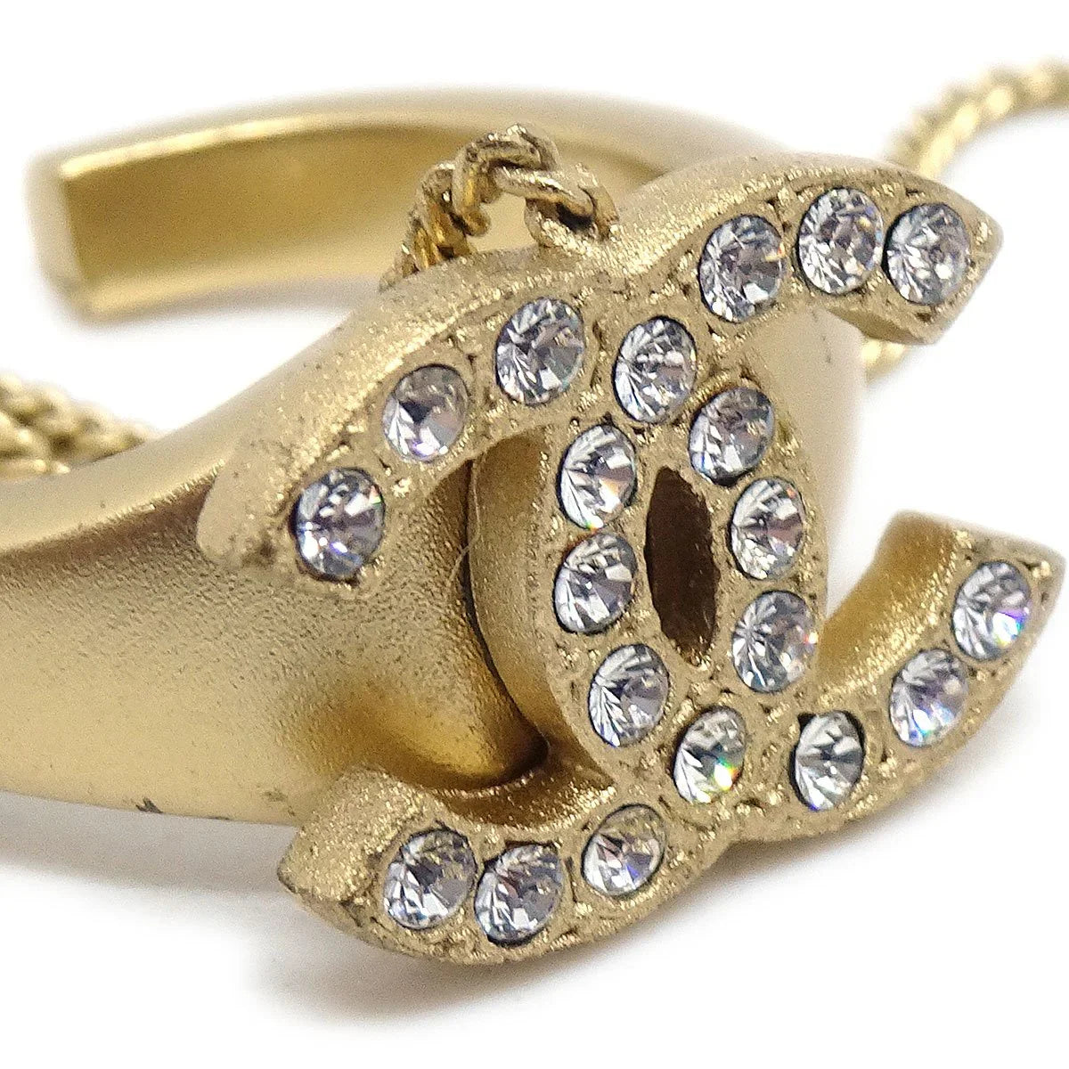 CHANEL 2001 Cruise Crystal & Gold CC Ring #52 and Logo Bangle Set