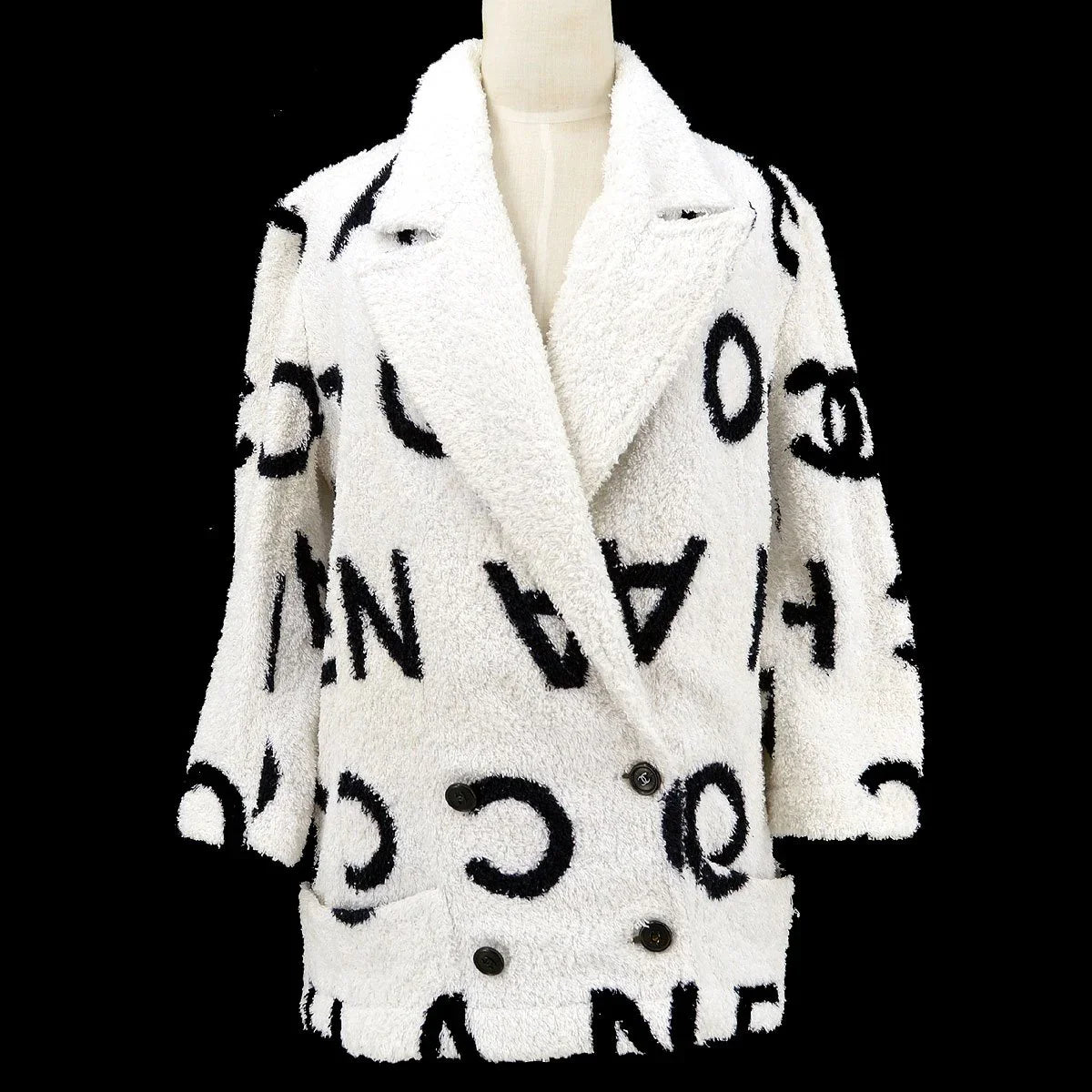 Chanel * Cruise 1993 Terry Cloth Double Breasted Jacket White