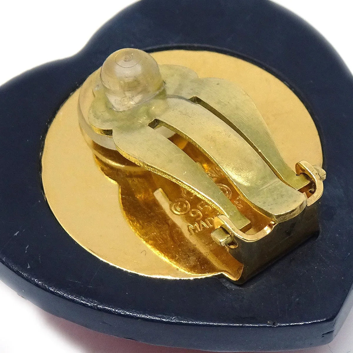 Chanel Heart Rhinestone耳环夹住红色黑色95p