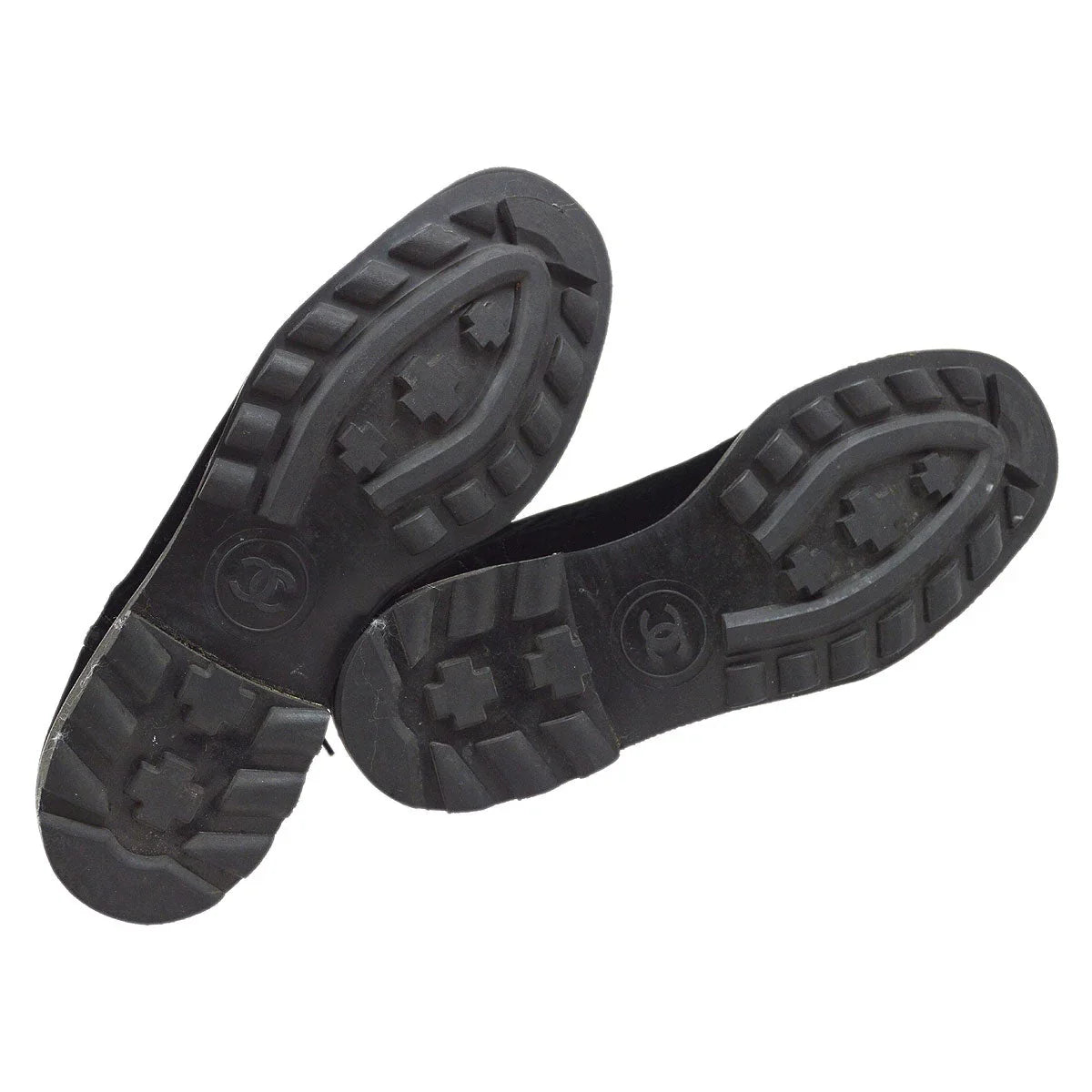 Chanel Black Velvet Lace-Up Boots Shoes #36 1/2