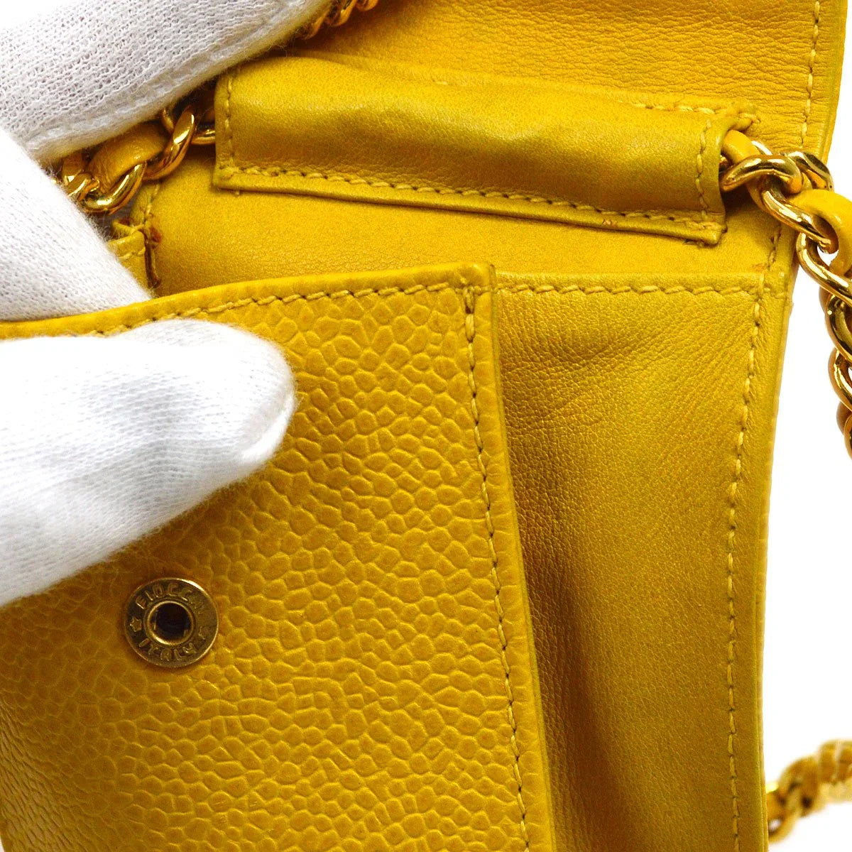 Chanel 1996-1997 Timeless Key Case Yellow Caviar