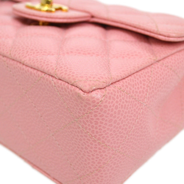 CHANEL * 2004-2005 Classic Square Flap 17 Pink Caviar