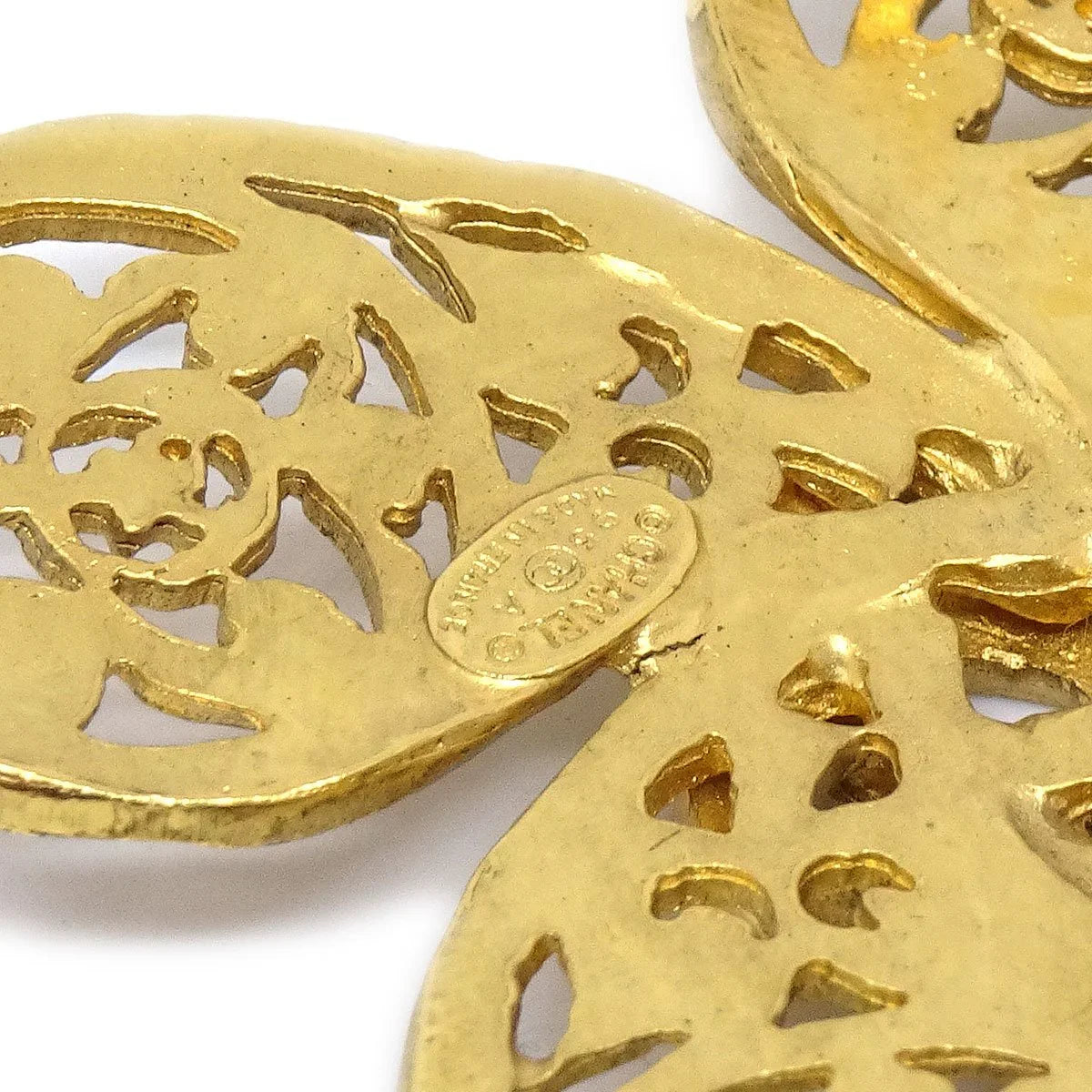 Chanel 1995 Fretwork Paisley Brooch Gold