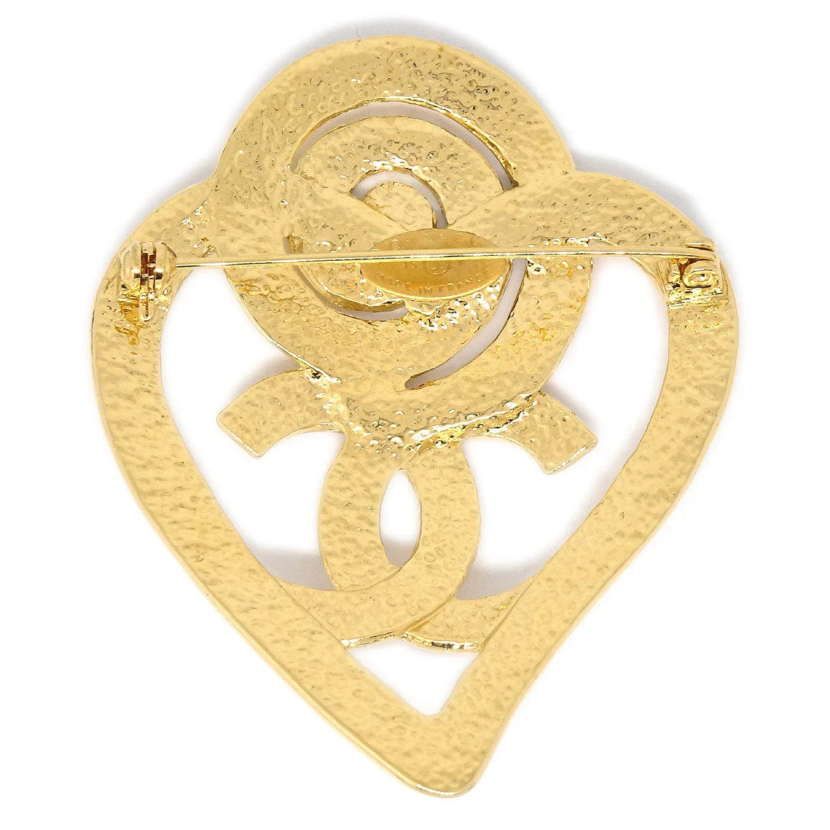 Chanel Heart Brooch Gold 95P