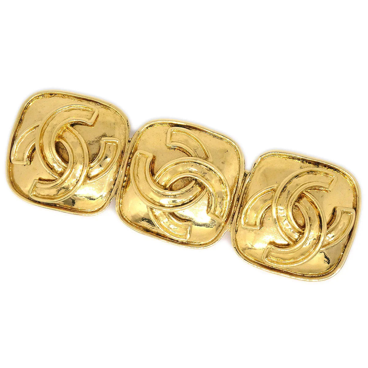 Chanel 1994 Triple CC Logos Brooch Gold