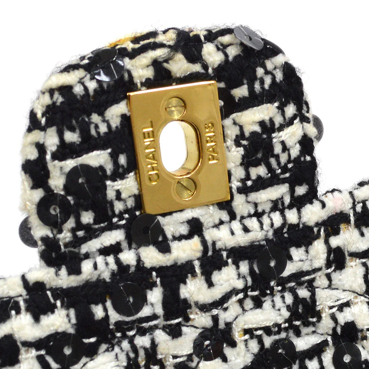 CHANEL * 1994 Tweed Sequins Top Handle Bag