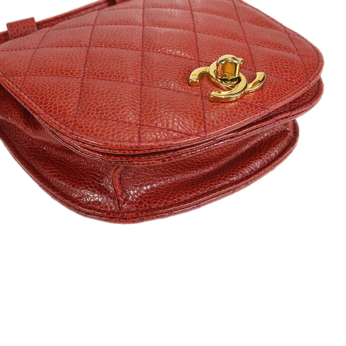 CHANEL 1989-1991 Bum Belt Bag Red Caviar Skin #75