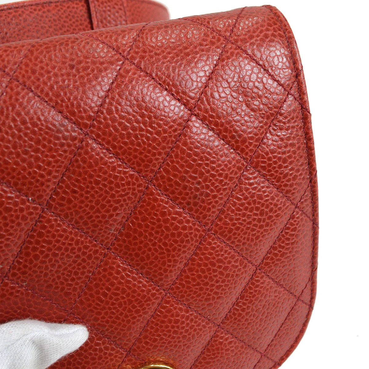 CHANEL 1989-1991 Bum Belt Bag Red Caviar Skin #75