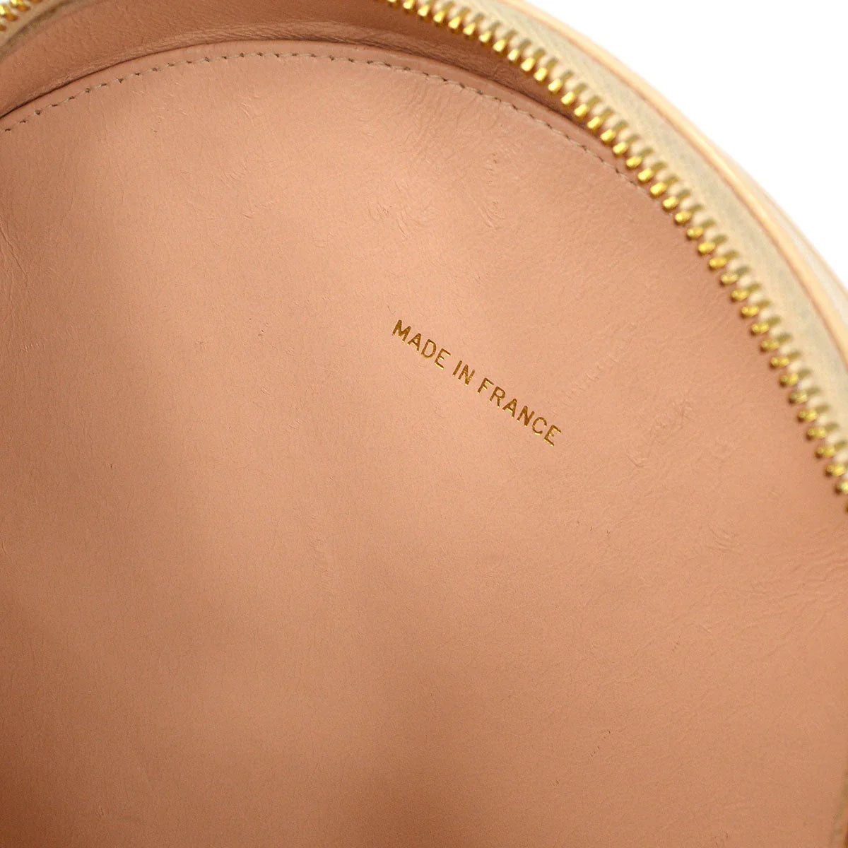 CHANEL * 1995 Round Cosmetic Chain vanity Hand Bag Beige