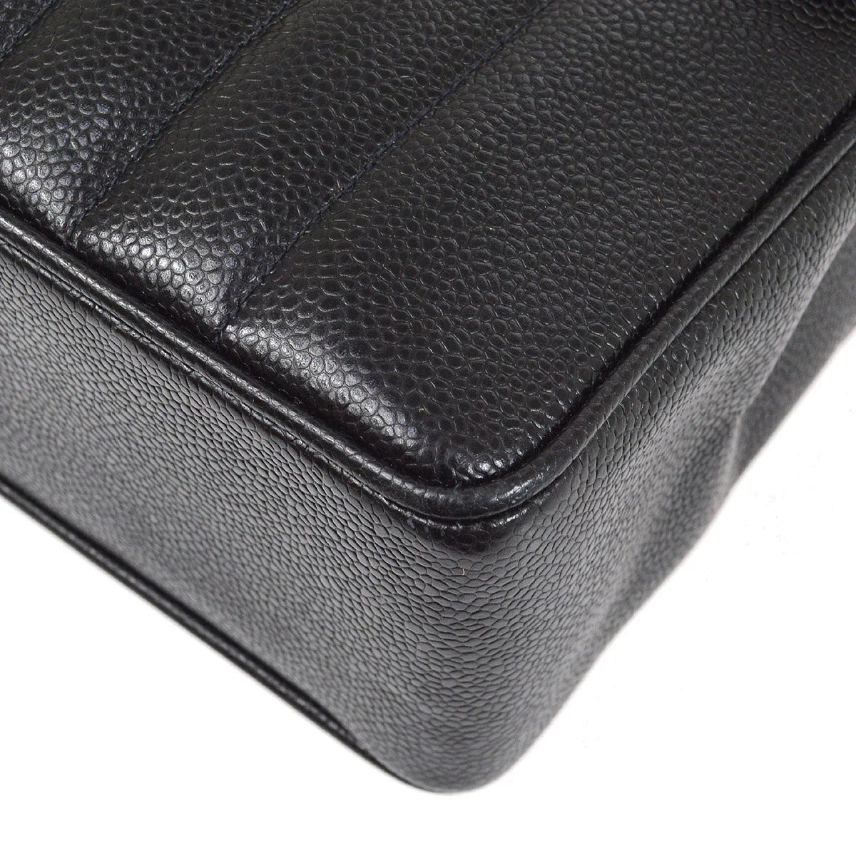 Chanel * 1994-1996 Black Caviar Jumbo Vertical Stith Classic Flap