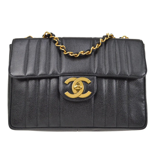 香奈儿(Chanel)1991-1994垂直经典襟翼巨型黑色鱼子酱
