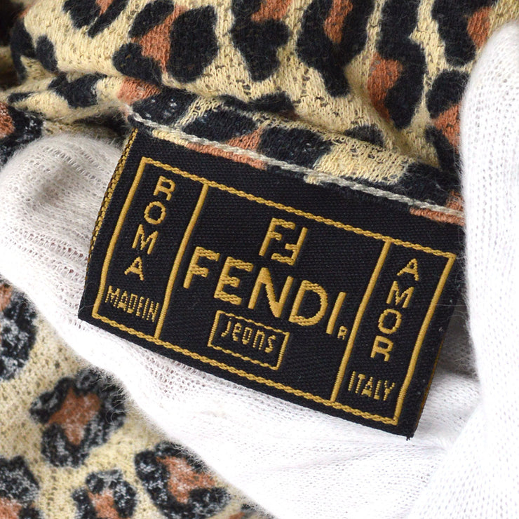 FENDI 1980s Leopard T-Shirt Beige #42