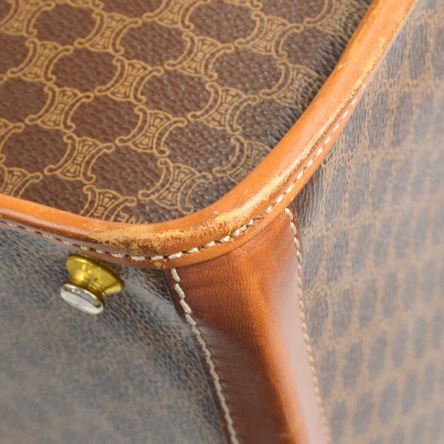 CELINE Macadam Travel Hand Bag Trunk Case Purse Brown PVC Leather M08 74101