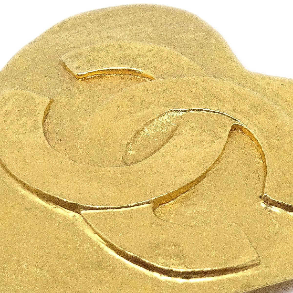 CHANEL 1995 Heart Brooch Pin Gold 95P