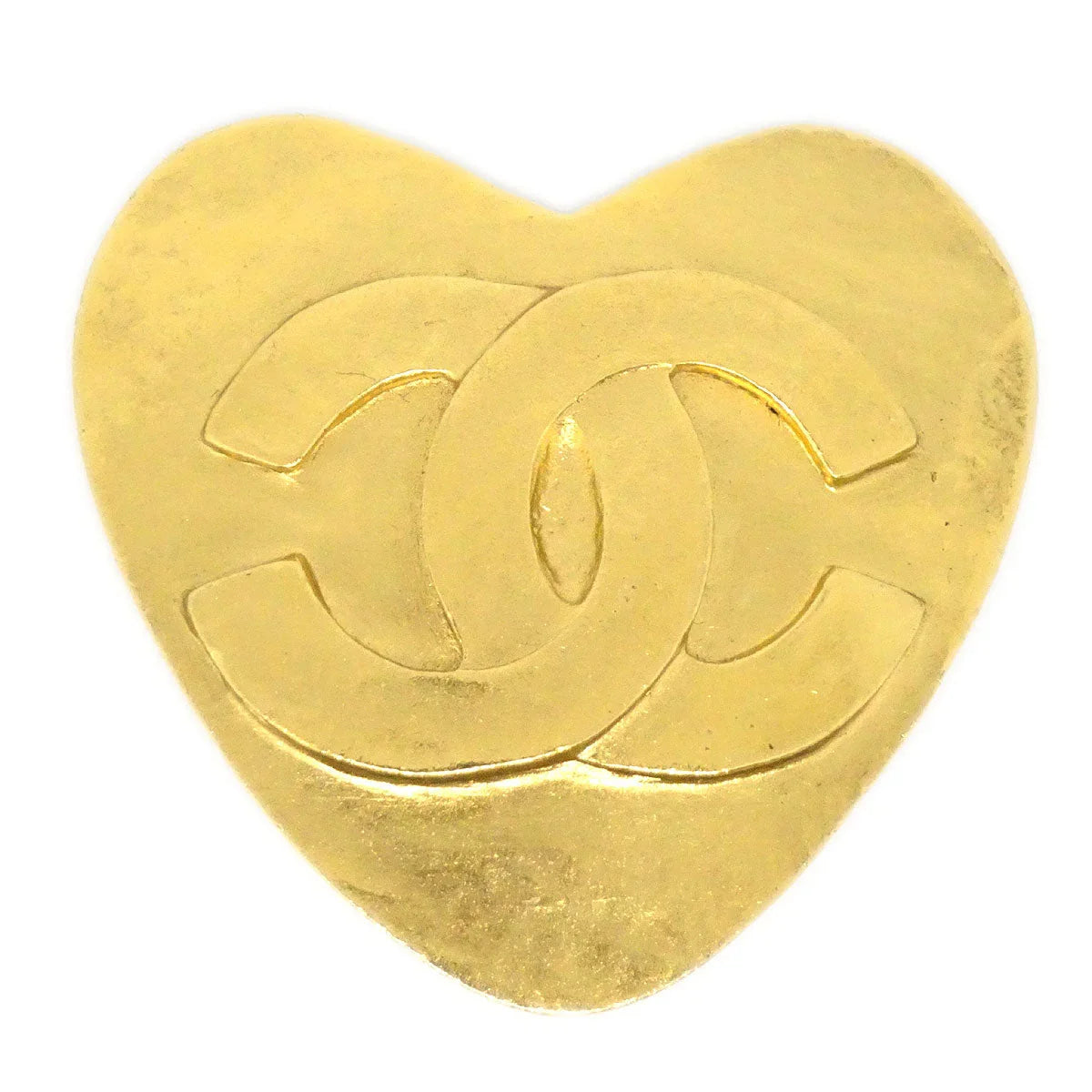 CHANEL 1995 Heart Brooch Pin Gold