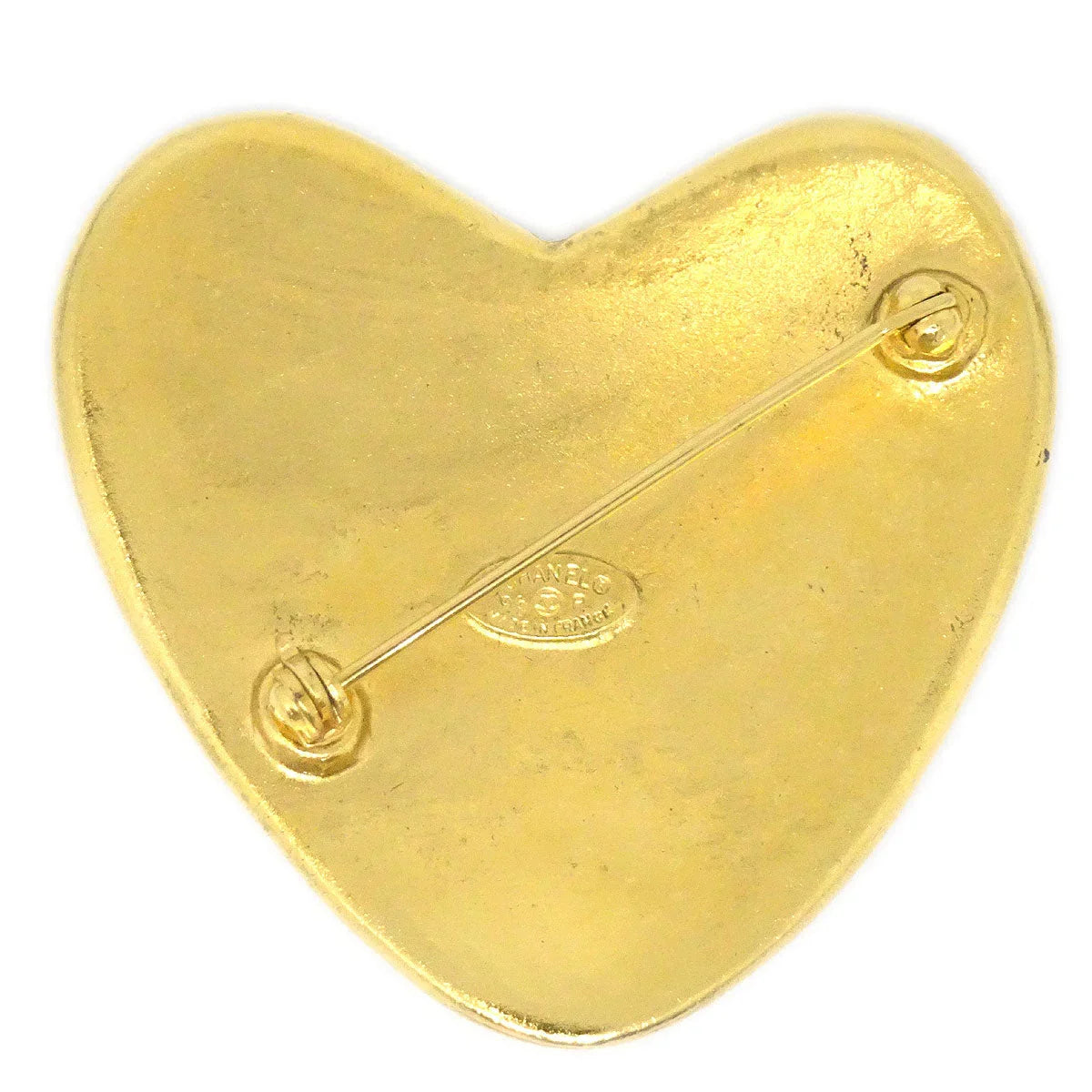 CHANEL 1995 Heart Brooch Pin Gold
