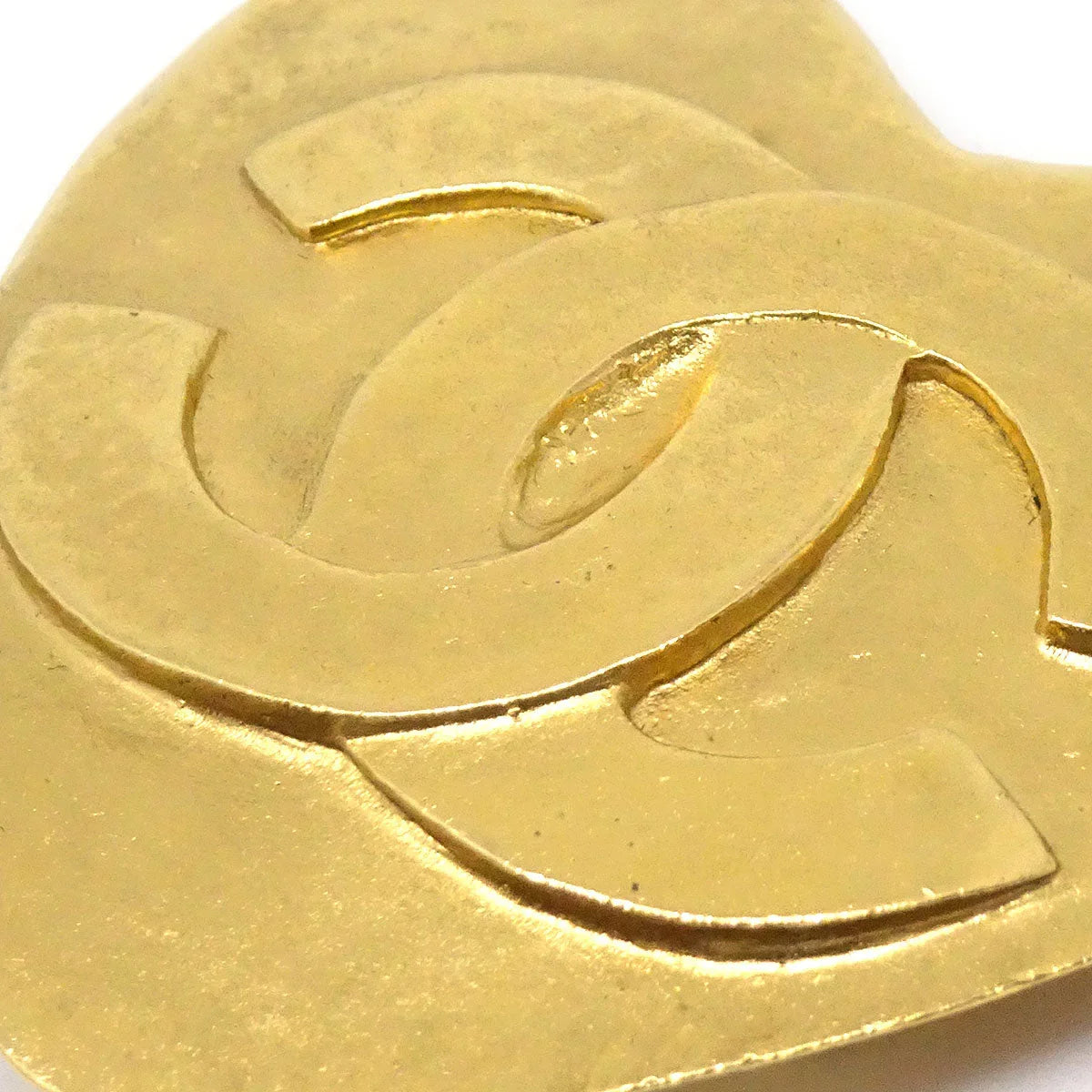 CHANEL 1995 Heart Brooch Pin Gold