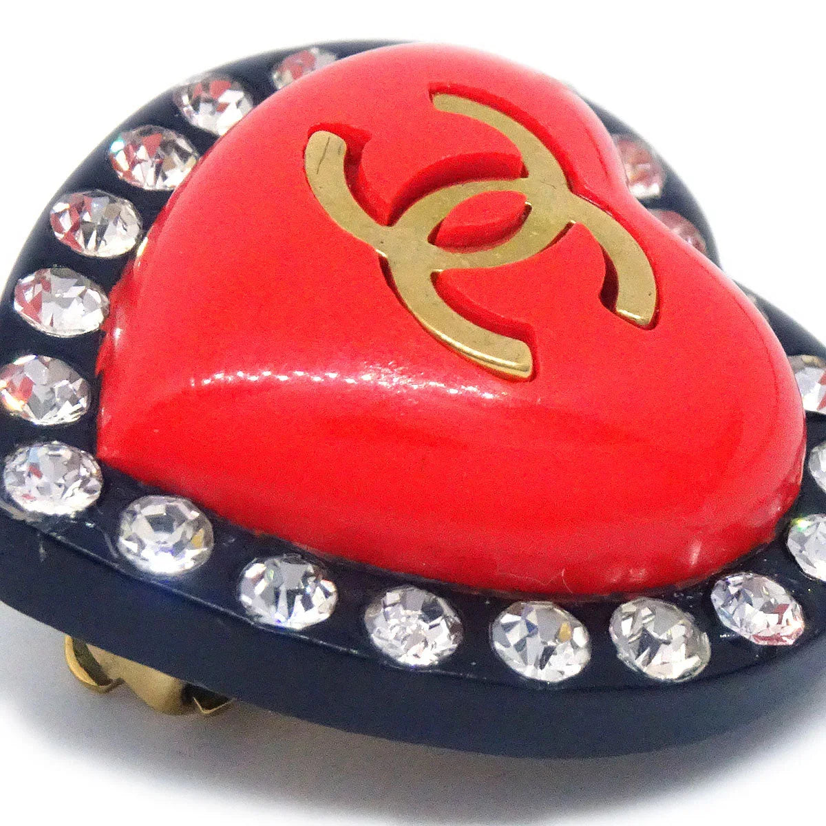 Chanel 1995 Cristal Heart CC耳环