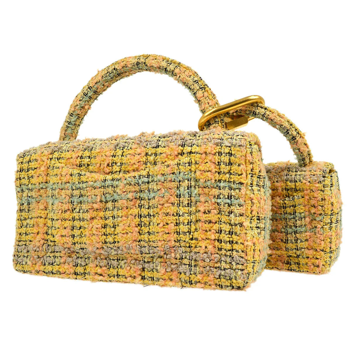 CHANEL 1994 Yellow Tweed Handbag Set