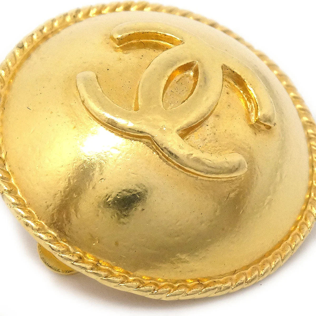 Chanel 1995 Button Earrings Gold